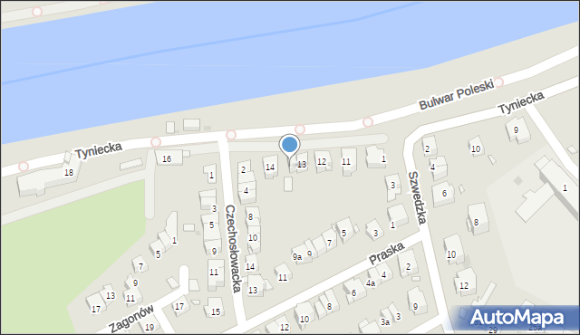 Kraków, Tyniecka, 13a, mapa Krakowa