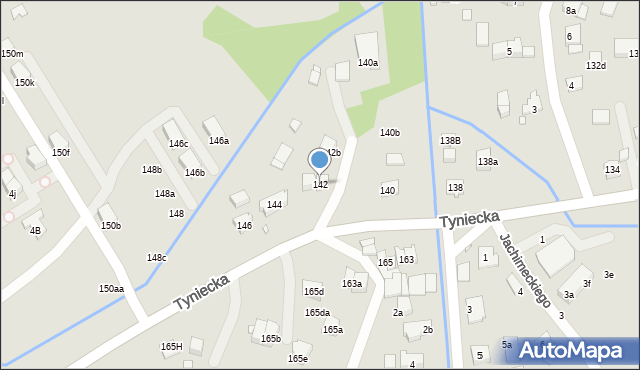 Kraków, Tyniecka, 142, mapa Krakowa