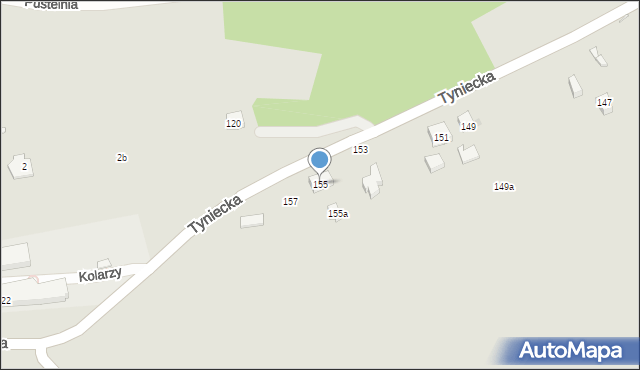 Kraków, Tyniecka, 155, mapa Krakowa