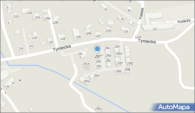 Kraków, Tyniecka, 159l, mapa Krakowa