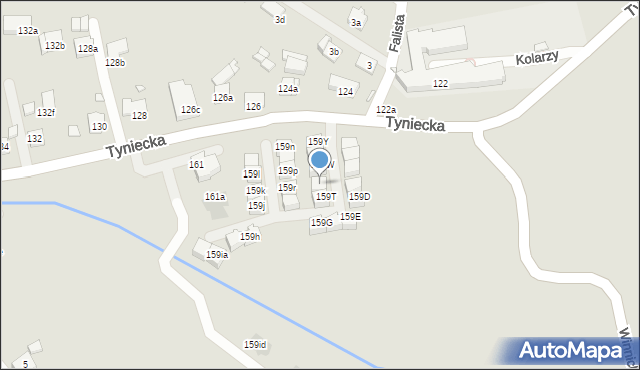 Kraków, Tyniecka, 159V, mapa Krakowa