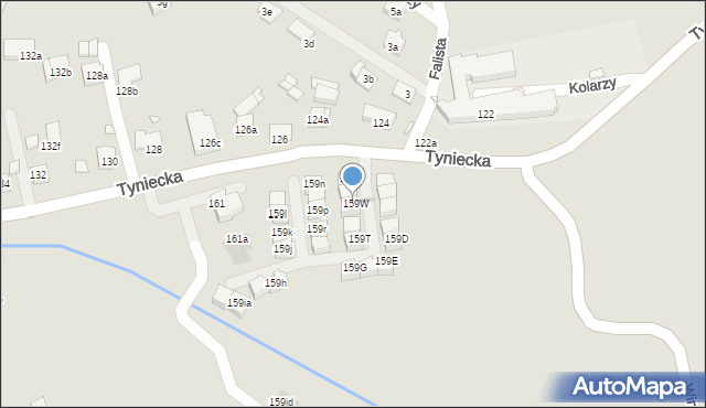 Kraków, Tyniecka, 159W, mapa Krakowa