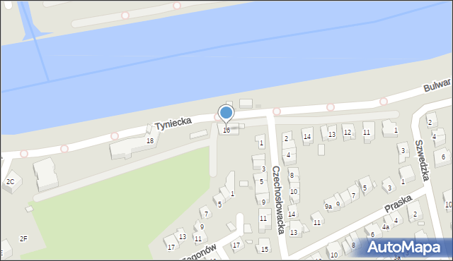 Kraków, Tyniecka, 16, mapa Krakowa