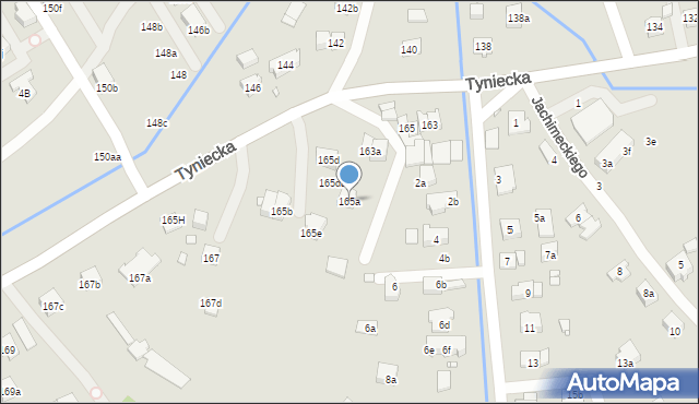 Kraków, Tyniecka, 165a, mapa Krakowa