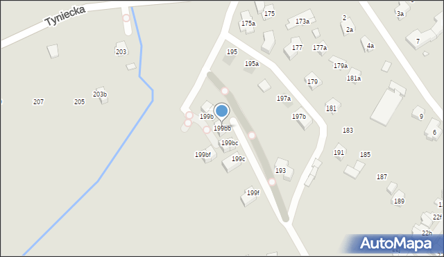 Kraków, Tyniecka, 199bb, mapa Krakowa