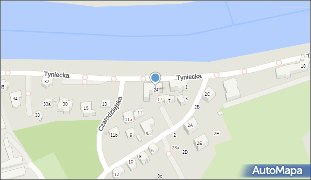 Kraków, Tyniecka, 24, mapa Krakowa