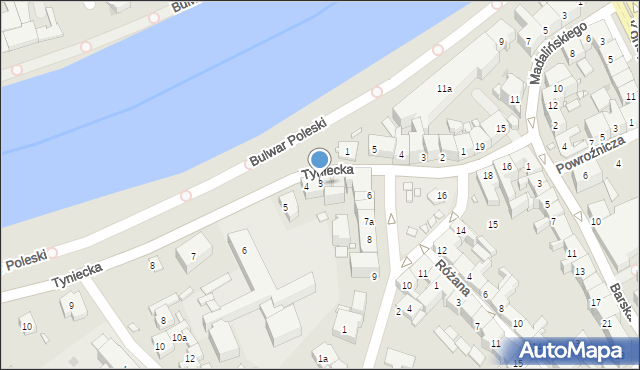 Kraków, Tyniecka, 3, mapa Krakowa