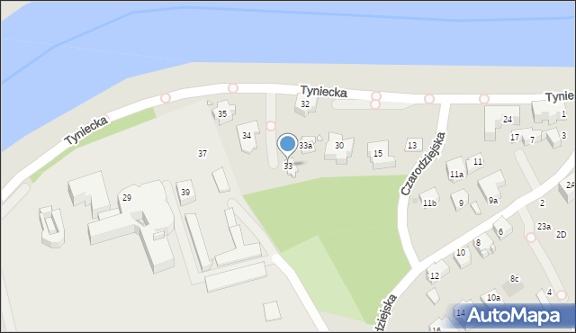 Kraków, Tyniecka, 33, mapa Krakowa