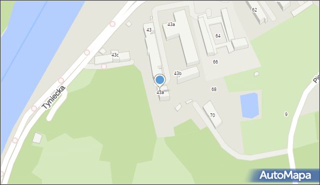 Kraków, Tyniecka, 43a, mapa Krakowa