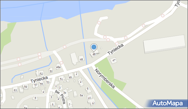 Kraków, Tyniecka, 46, mapa Krakowa