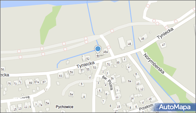 Kraków, Tyniecka, 50, mapa Krakowa