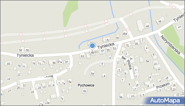 Kraków, Tyniecka, 59, mapa Krakowa