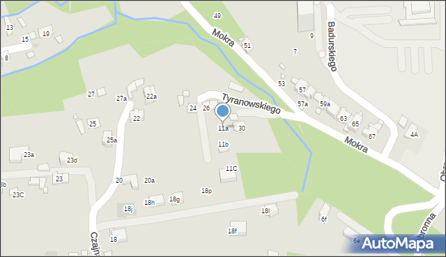 Kraków, Tyranowskiego Jana Leopolda, 11a, mapa Krakowa