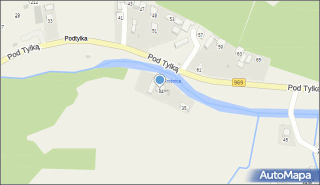 Krościenko nad Dunajcem, Tylka, 34, mapa Krościenko nad Dunajcem