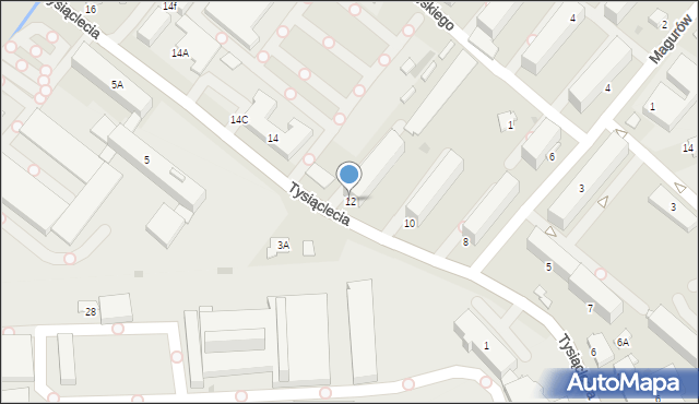 Krosno, Tysiąclecia, 12, mapa Krosna