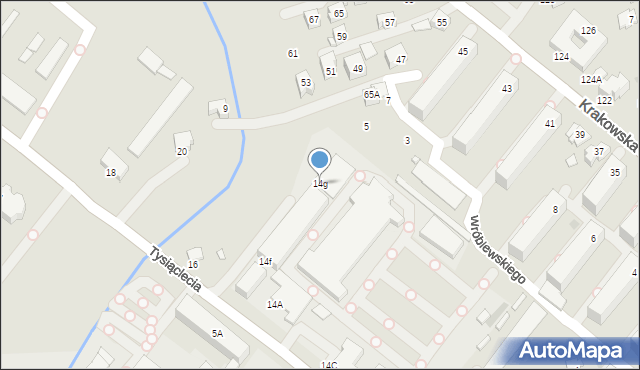 Krosno, Tysiąclecia, 14g, mapa Krosna