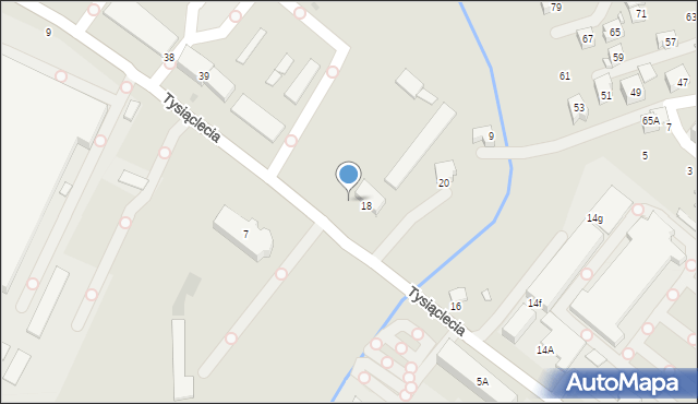 Krosno, Tysiąclecia, 18a, mapa Krosna