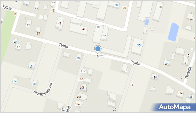 Ksawerów, Tylna, 24, mapa Ksawerów