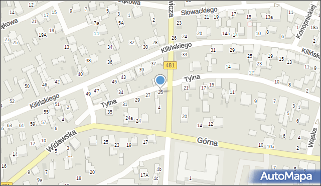 Łask, Tylna, 25, mapa Łask