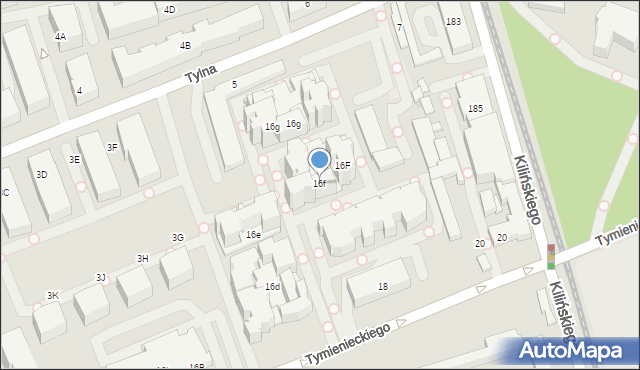 Łódź, Tymienieckiego Wincentego, ks. bp., 16f, mapa Łodzi