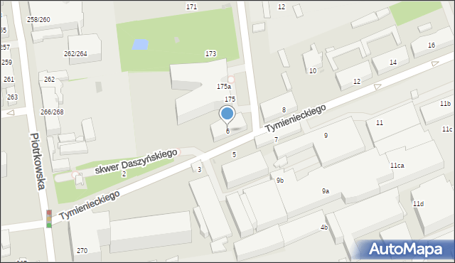 Łódź, Tymienieckiego Wincentego, ks. bp., 6, mapa Łodzi