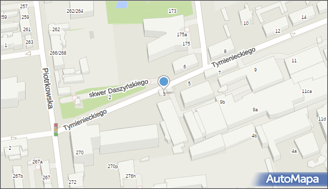 Łódź, Tymienieckiego Wincentego, ks. bp., 3, mapa Łodzi