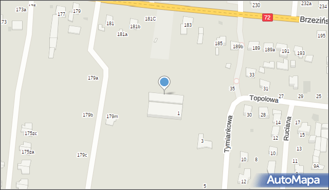 Łódź, Tymiankowa, 1zf, mapa Łodzi