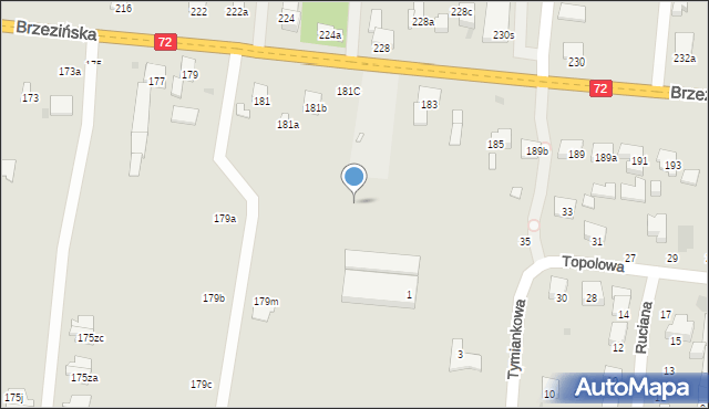 Łódź, Tymiankowa, 1zh, mapa Łodzi