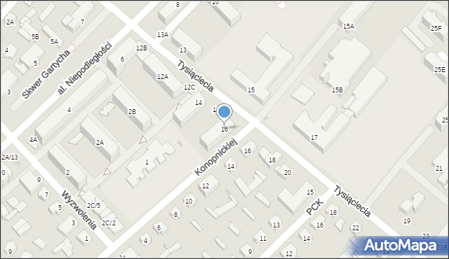 Mońki, Tysiąclecia, 16, mapa Mońki