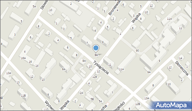 Mońki, Tysiąclecia, 9A, mapa Mońki