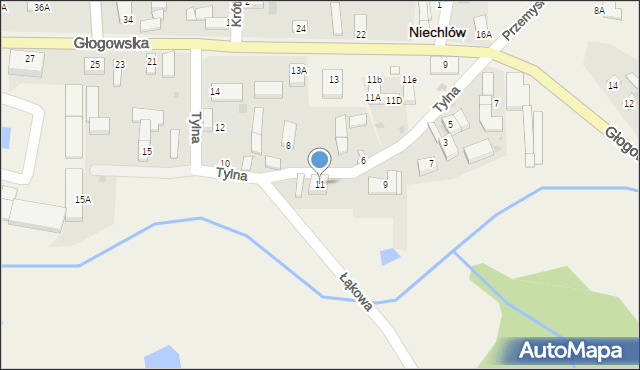 Niechlów, Tylna, 11, mapa Niechlów