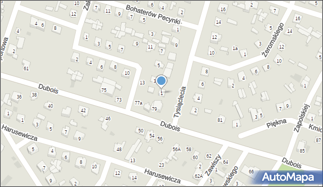 Ostrów Mazowiecka, Tysiąclecia, 1, mapa Ostrów Mazowiecka