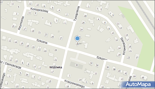 Ostrów Mazowiecka, Tysiąclecia, 20, mapa Ostrów Mazowiecka