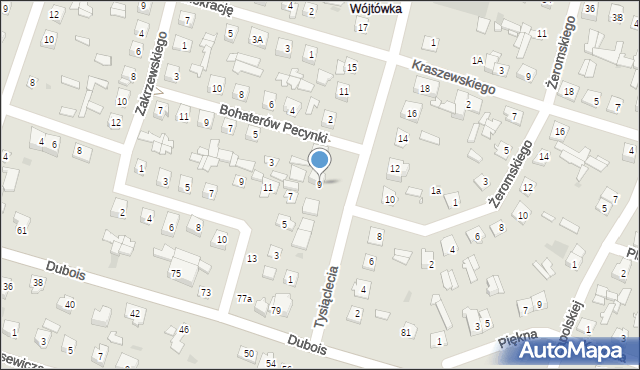 Ostrów Mazowiecka, Tysiąclecia, 9, mapa Ostrów Mazowiecka