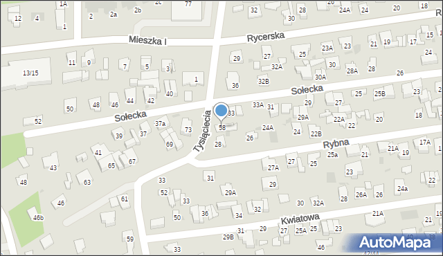 Otwock, Tysiąclecia, 58, mapa Otwock