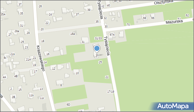 Otwock, Tysiąclecia, 27, mapa Otwock