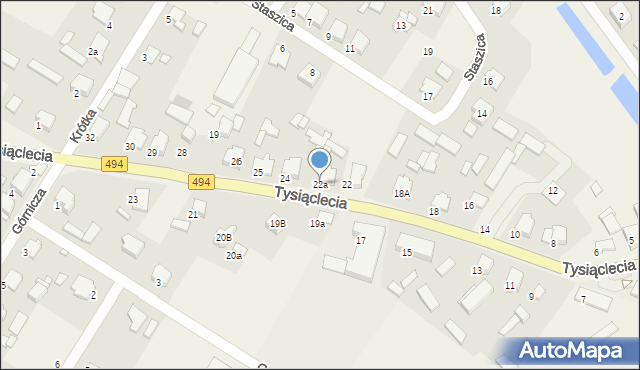 Panki, Tysiąclecia, 22a, mapa Panki