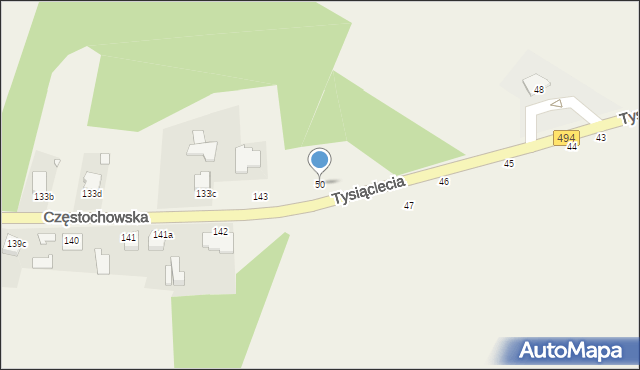 Panki, Tysiąclecia, 50, mapa Panki
