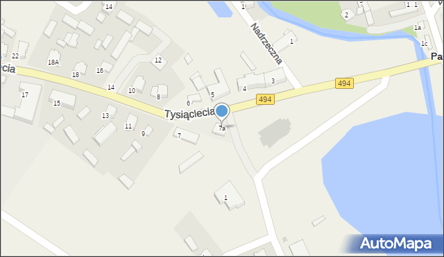 Panki, Tysiąclecia, 7a, mapa Panki