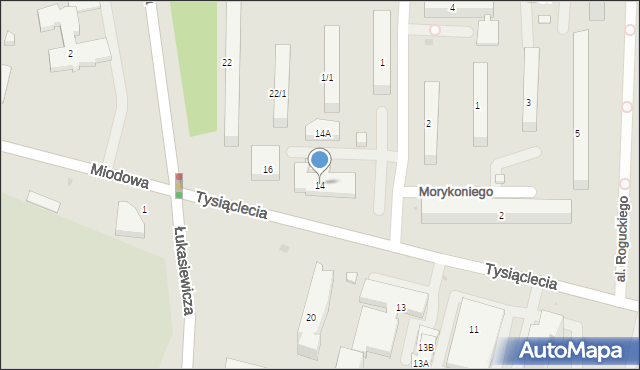 Płock, Tysiąclecia, 14, mapa Płock