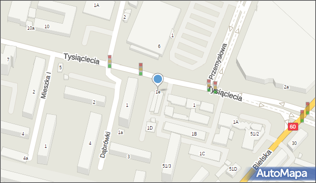 Płock, Tysiąclecia, 1e, mapa Płock