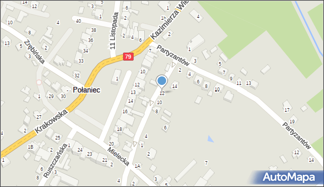 Połaniec, Tylna, 12, mapa Połaniec