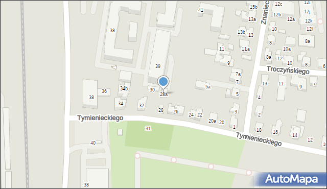 Poznań, Tymienieckiego Kazimierza, 28a, mapa Poznania