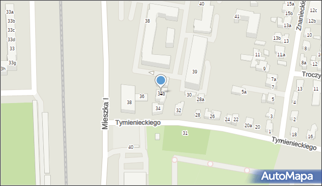 Poznań, Tymienieckiego Kazimierza, 34b, mapa Poznania