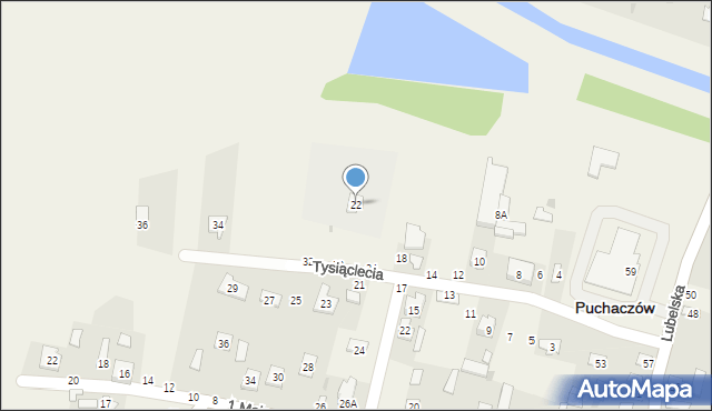 Puchaczów, Tysiąclecia, 22, mapa Puchaczów