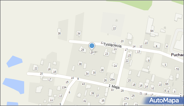 Puchaczów, Tysiąclecia, 27, mapa Puchaczów