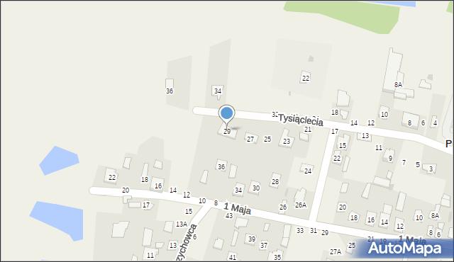 Puchaczów, Tysiąclecia, 29, mapa Puchaczów