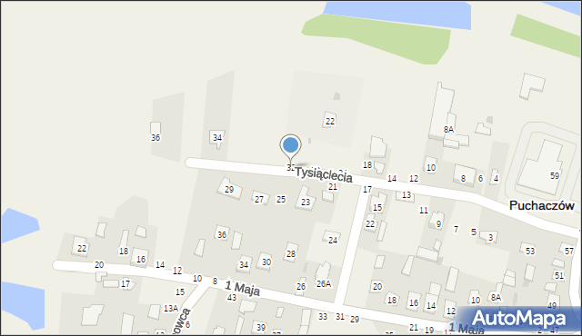 Puchaczów, Tysiąclecia, 32, mapa Puchaczów