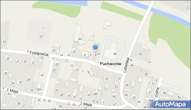 Puchaczów, Tysiąclecia, 4, mapa Puchaczów
