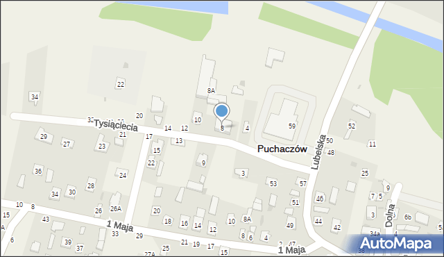 Puchaczów, Tysiąclecia, 8, mapa Puchaczów